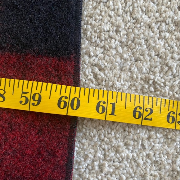 Vintage Pearce WOOLRICH Wool BLANKET Buffalo Check Red BLACK 56x60 Whip Stitch - Picture 6 of 7